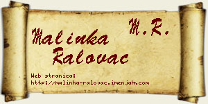 Malinka Ralovac vizit kartica